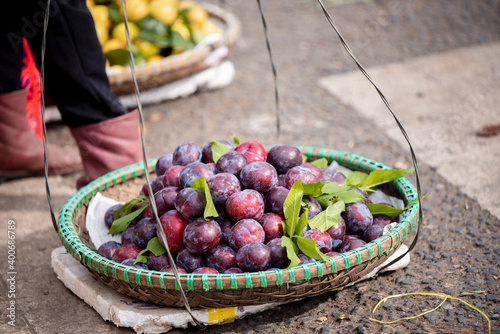 Hanoi plums, Hanoi street food pickle fresh plum fruit