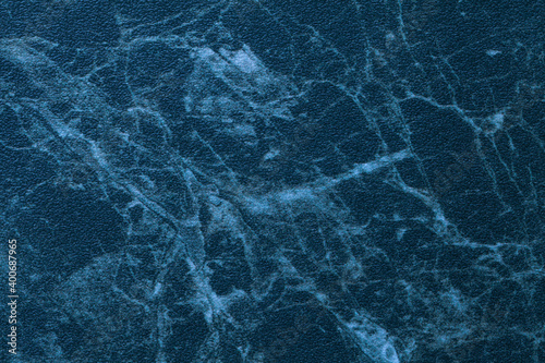 Texture of navy blue marble for tabletop with pattern, macro background.