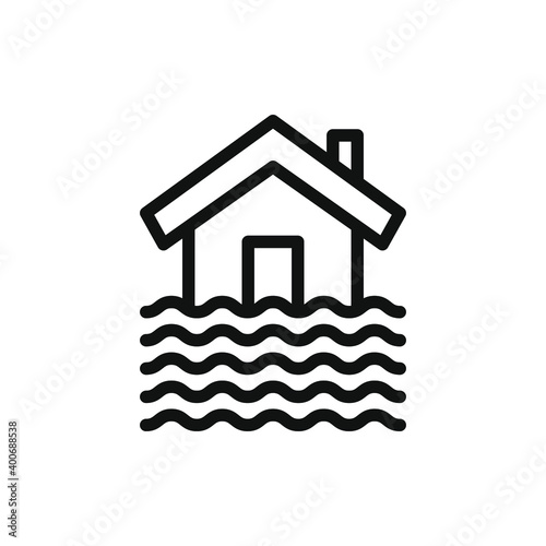 Flooded home icon design isolated on white background. Vector illustration