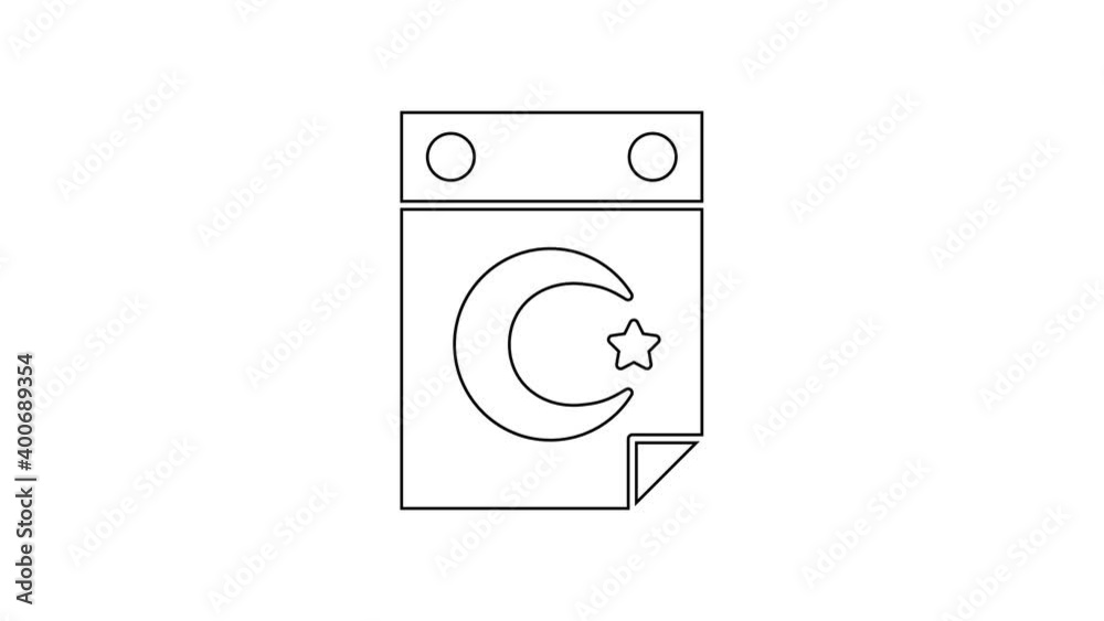 Black line Star and crescent - symbol of Islam icon isolated on white background. Religion symbol. 4K Video motion graphic animation Black line Star and crescent - symbol of Islam icon isolated on white background. Religion symbol. 4K Video motion graphic animation