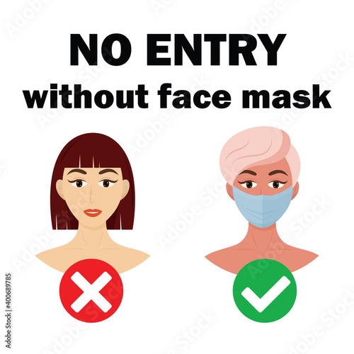 Girls, icon, no entry winhout face mask