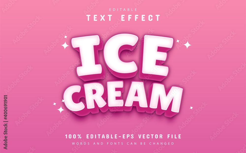 Editable text effect - ice cream