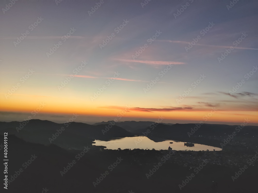 Sunrise view with lake
