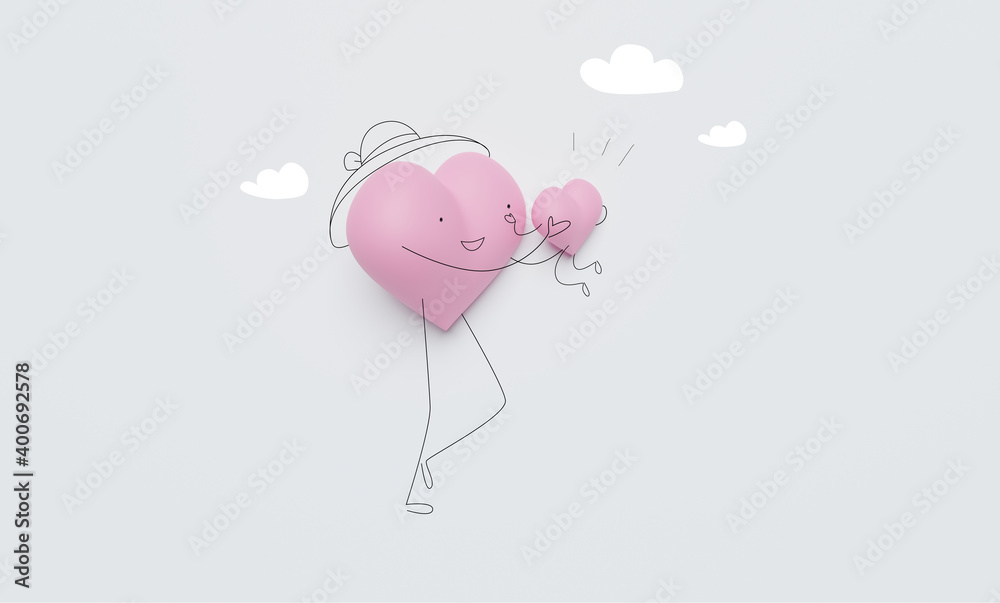 3D of hearts characters as symbols of love and family. Happy Mother's Day. Insurance, Health care concept. 3D of hearts characters as symbols of love and family. Happy Mother's Day. Insurance, Health care concept.