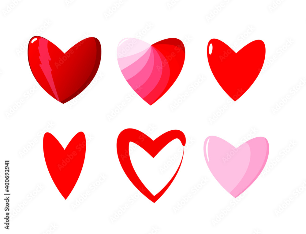 A set of red hearts of different shapes for Valentine's Day. vector illustration A set of red hearts of different shapes for Valentine's Day. vector illustration