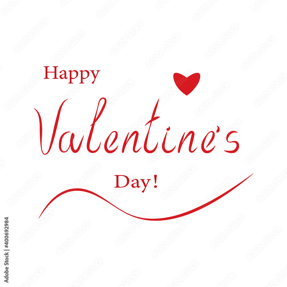 Happy valentines day greeting card, decorative font, flat design, vector illustration. Happy valentines day greeting card, decorative font, flat design, vector illustration.