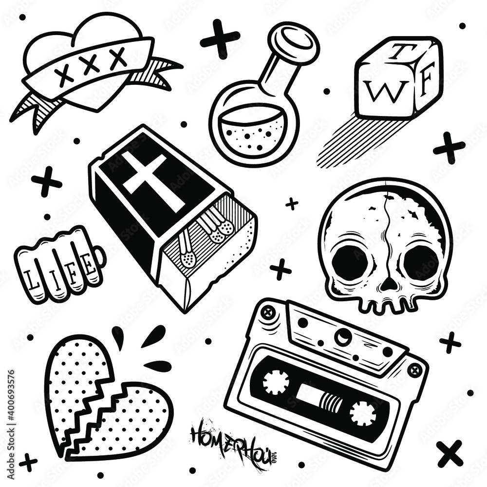 pattern with funny tattoos Stock Vector | Adobe Stock pattern with funny tattoos Stock Vector | Adobe Stock