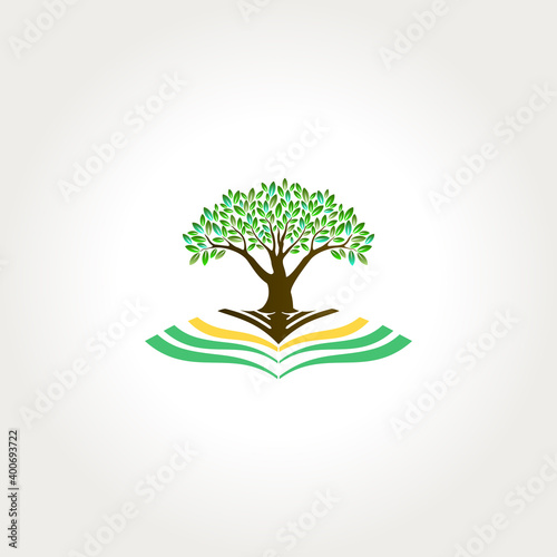 tree logo design  education logo concept with tree and book.
