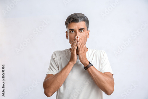 Stressed man with graying h...