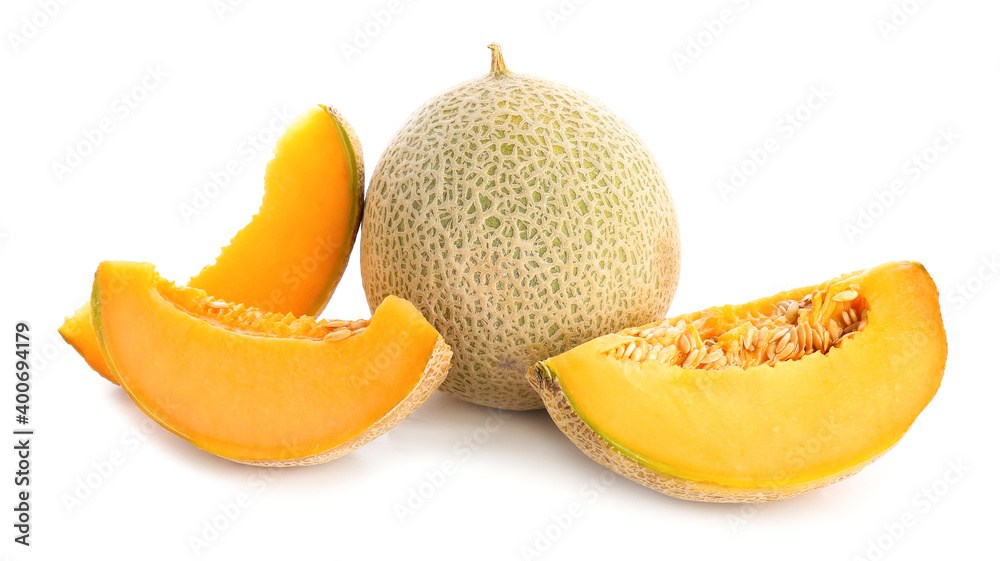 Sweet ripe melon on white background Sweet ripe melon on white background
