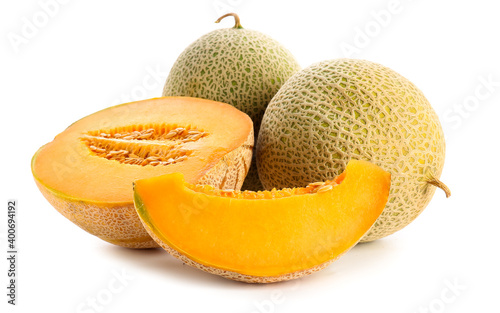 Sweet ripe melons on white background