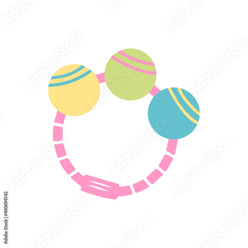 Hand drawn rattle baby toy isolated on a white background. Illustration in a simple flat style. It can be used for decoration of textile, paper and other surfaces.