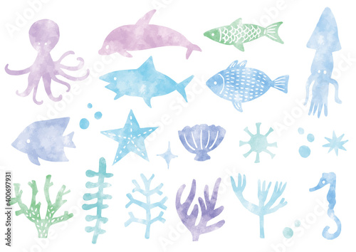 海中イラスト_水彩