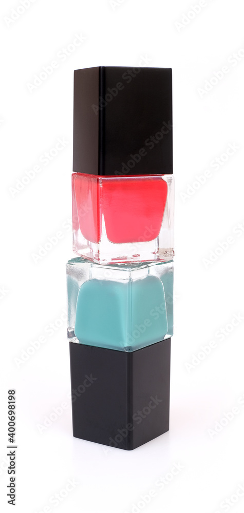 Nail polishes bottles isolated on white background Nail polishes bottles isolated on white background