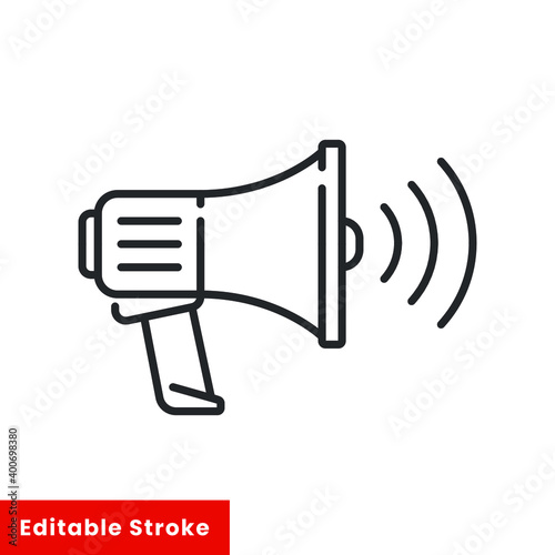 Megaphone, speaker ads icon, line style. Editable stroke. Vector illustration. Design on white background. EPS 10