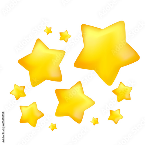 丸みを帯びた星、立体的な星、グラデーションを付けた星