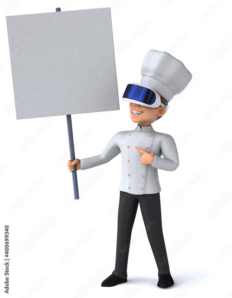 Fun 3D Illustration of a chef with a VR Helmet Fun 3D Illustration of a chef with a VR Helmet