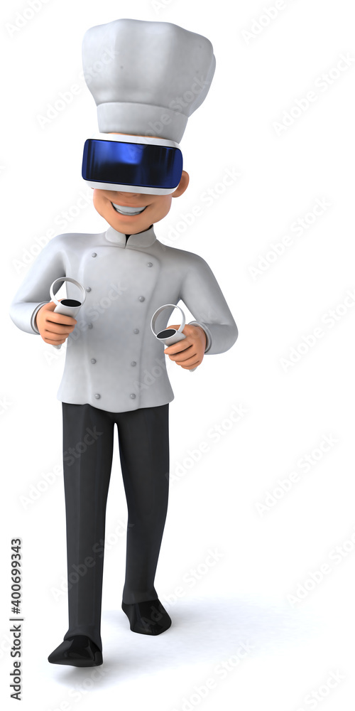 Fun 3D Illustration of a chef with a VR Helmet Fun 3D Illustration of a chef with a VR Helmet