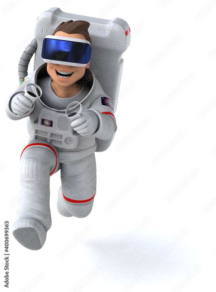 Fun 3D Illustration of an astronaut with a VR Helmet