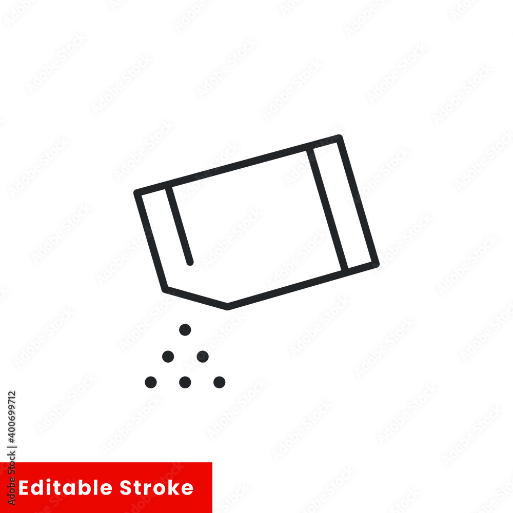 Packet soluble powder icon, open paper sachet, soluble medication, thin line web symbol on white background - editable stroke vector illustration. EPS 10 Packet soluble powder icon, open paper sachet, soluble medication, thin line web symbol on white background - editable stroke vector illustration. EPS 10