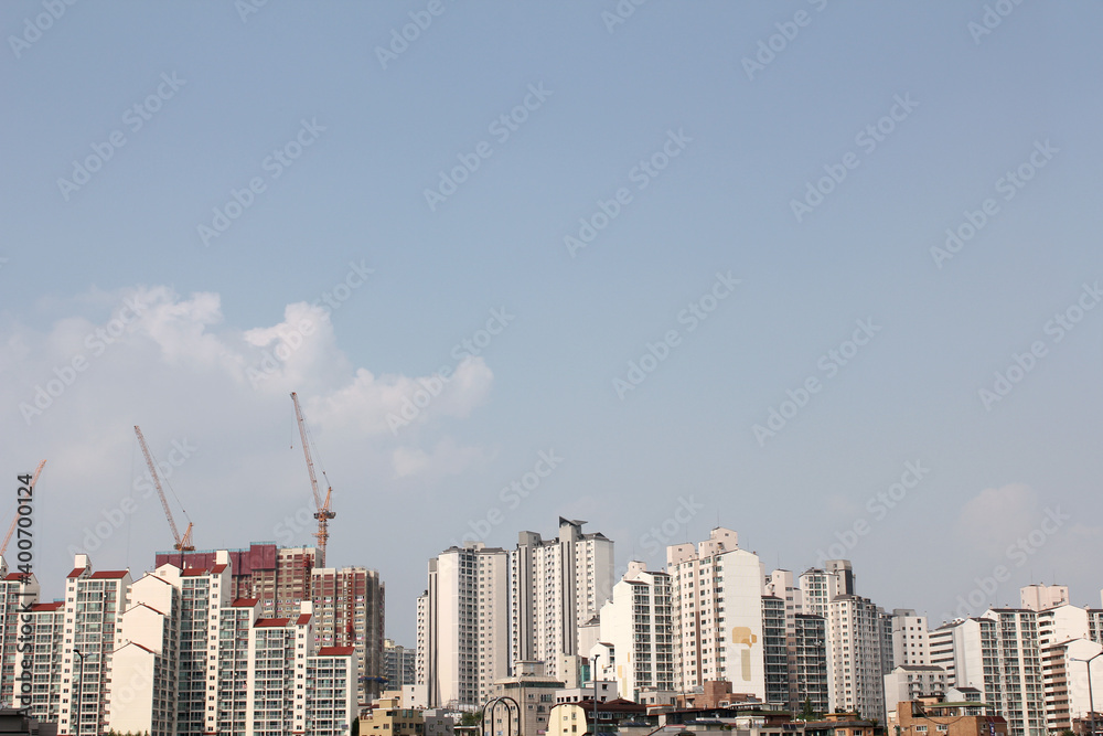 blue sky background in the city blue sky background in the city