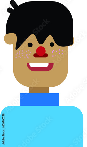 a person with a smile Flat style face vector art. photo