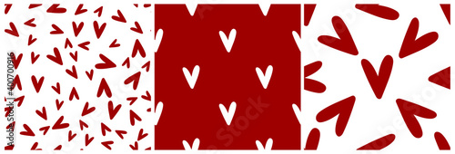 Patterns semless with red heart, vector set on St Valentines day for textiles, notebooks, illustrarions, cards, clothes, invitation, wedding and other photo