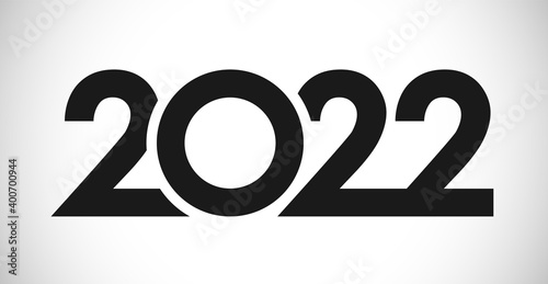 2022 A Happy New Year congrats concept. Classic logotype. Abstract isolated graphic design template. Digits in monochrome style. Vector mask idea with black and white colors. Creative decoration.