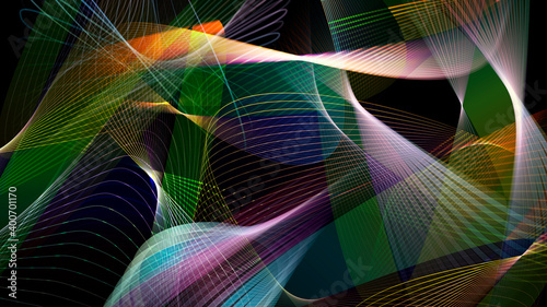 A dynamic vector design by the intersection of shining colorful lines.
