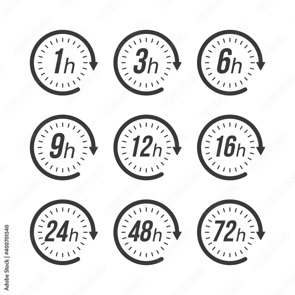 Icon set hours, great design for any purposes. Time icon vector. Vector illustration.