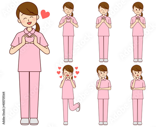 いろんなポーズの女性看護師