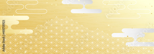 日本の伝統模様を用いた横長の背景イラスト
