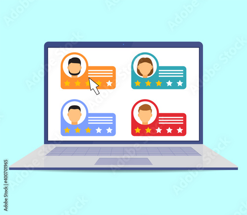 Customers review, great design for any purposes. Flat icon. Social media vector illustration. Customer service. Isometric vector illustration. Media technology.