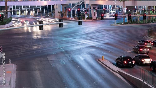 Las Vegas Blvd Harmon Ave Intersection Traffic Time Lapse Nevada USA