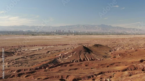 Las Vegas Skyline and Desert Aerial Shot Back Nevada USA