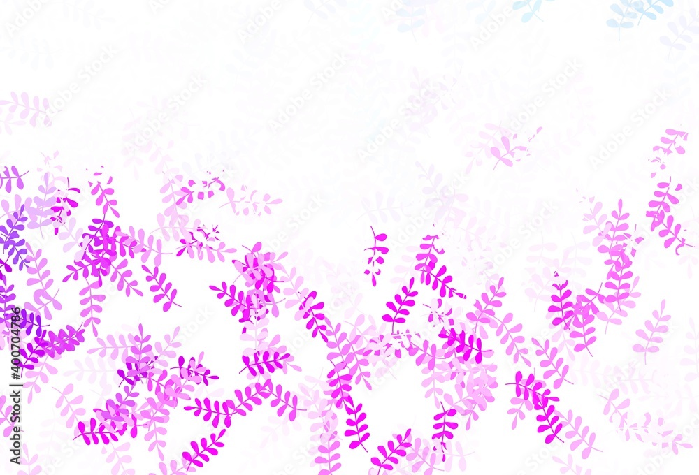 Light Pink, Blue vector natural artwork with leaves. Light Pink, Blue vector natural artwork with leaves.