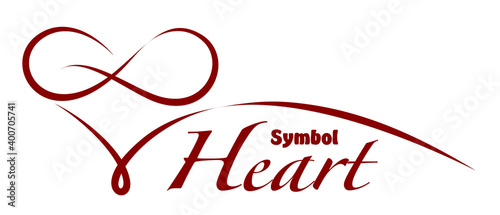 Symbol of stylized heart in red color.