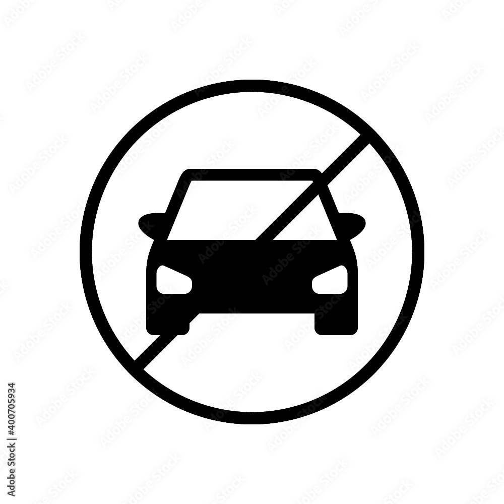 Stop car sign. No car icon isolated on white background Stop car sign. No car icon isolated on white background