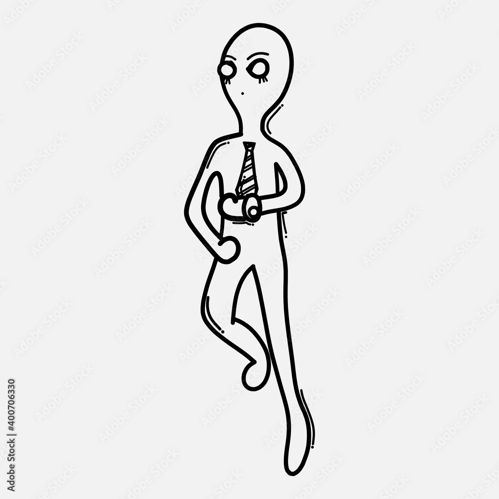 Businessman running. Doodle vector icon. Drawing sketch illustration hand drawn cartoon line eps10