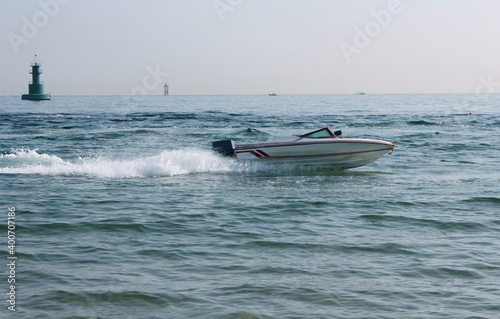 Motor boats at sea in summer 