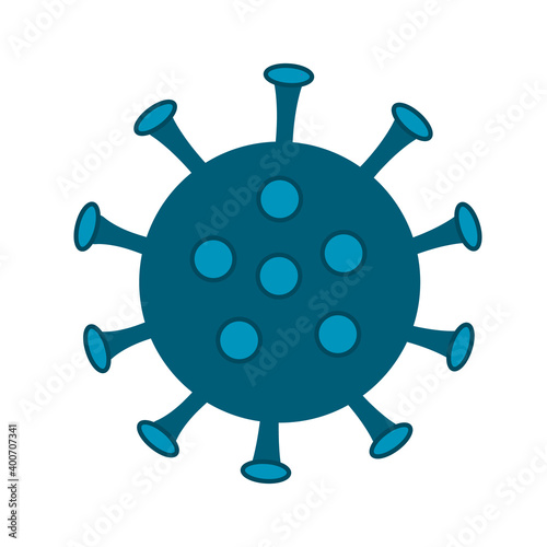 One coronavirus cell is blue on a white background.