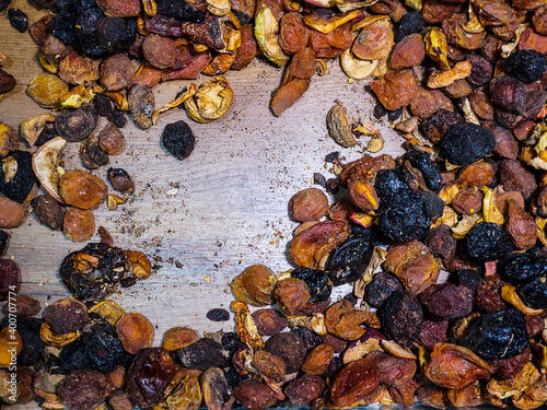 Dried berries and fruits. Dried fruits. Health concept.