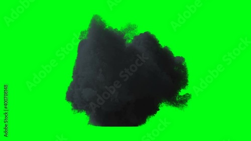 Exploision isolate on green screen 4k. Dust. Realistic fire simulation. photo