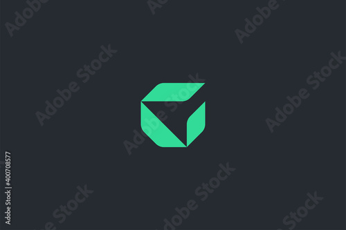 Minimal Modern Abstract Letter G Leaf Dark Background Logo Template