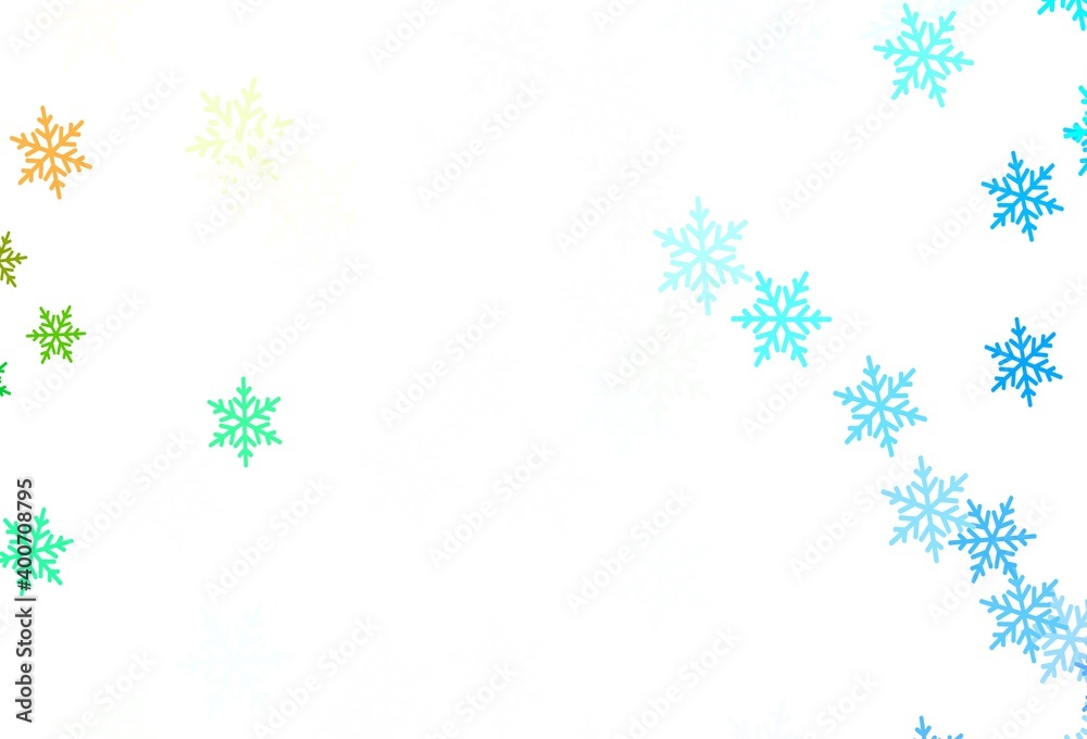 Light Blue, Yellow vector layout with bright snowflakes, stars. Light Blue, Yellow vector layout with bright snowflakes, stars.