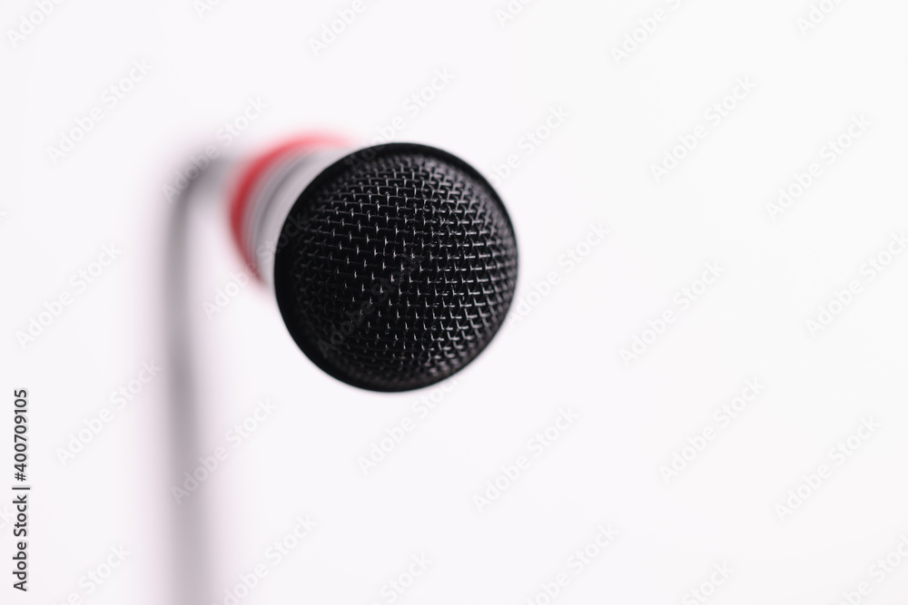 Microphone for live streaming and operators closeup Microphone for live streaming and operators closeup