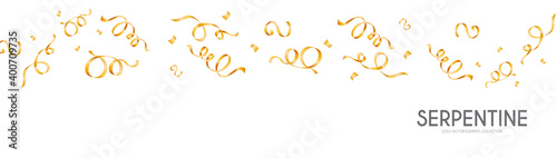 Gold shinining metal serpentine background. Party design element