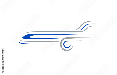 Airplane logo lines style plane silhouette white color
