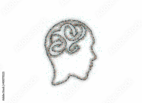 Symbol of Creative Brain particle isolated vector icon.