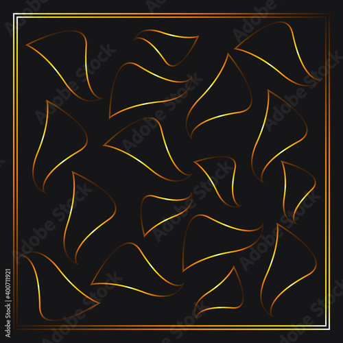 Abstract golden primitive shapes over black in frame. Basic tile. Minimal and simple.